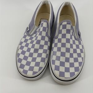 Lilac Mist Lavender Vans Checkerboard Slip On Shoes Men's Size 5.5 Women Size 7